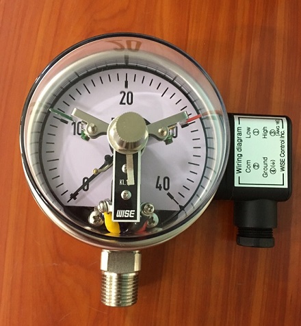 Đồng hồ áp suất 3 kim có tiếp điểm điện Wise