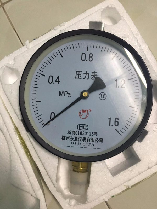 Đồng hồ áp suất mặt 160mm, 1.6MPA chân ren M20*1.5