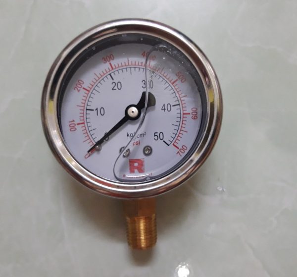 Đồng hồ đo áp suất 0-50kg/cm2 700pis, chân đứng phi 100mm, 63mm
