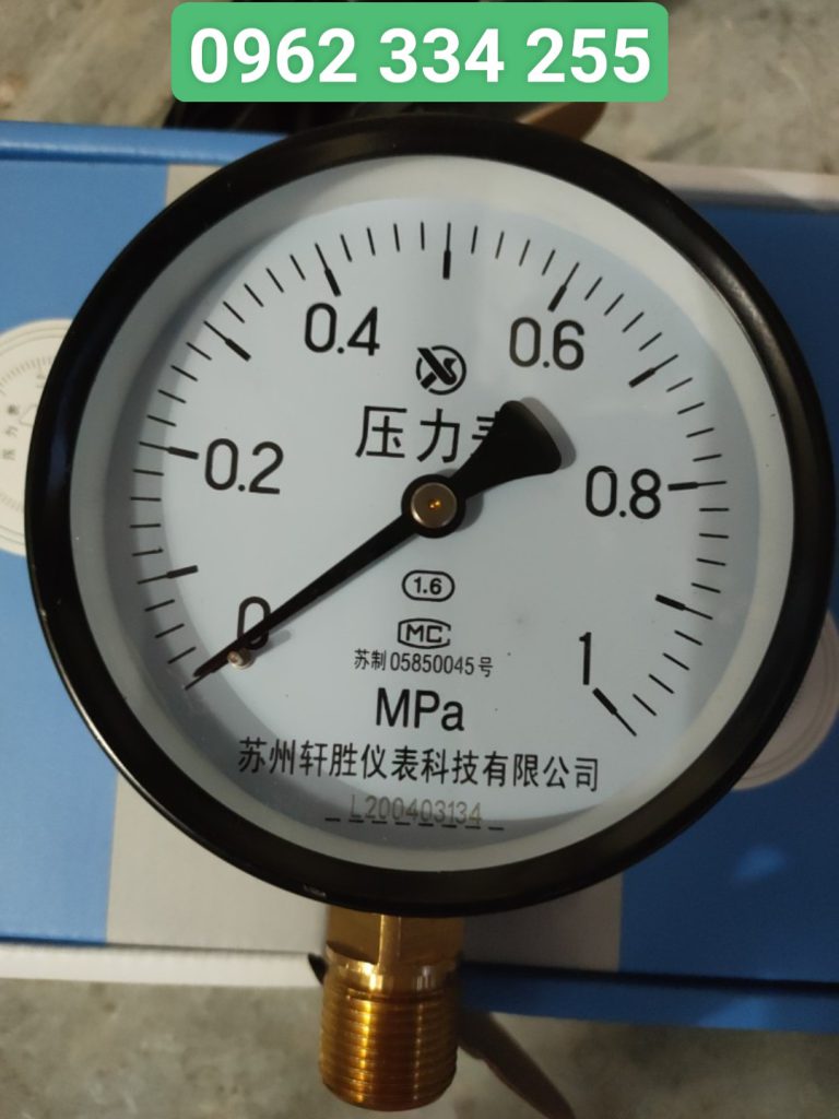 Đồng hồ đo áp suất 1Mpa vỏ thép chân đồng