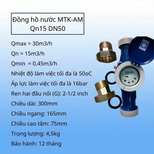 Đồng hồ nước zenner DN50 lắp ren