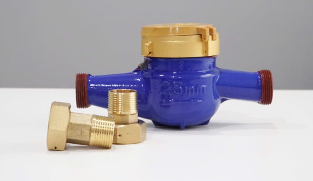 Đồng hồ nước FUDA DN25 làm hoàn toàn từ gang có racco đồng