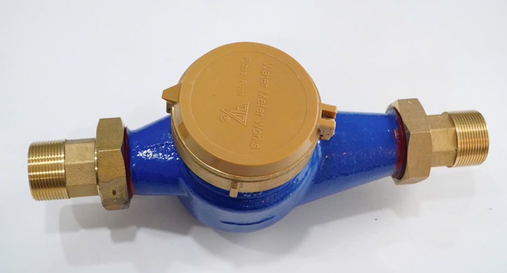 Đồng hồ nước Fuda DN40 Phi 49, nối ren gồm racco đồng