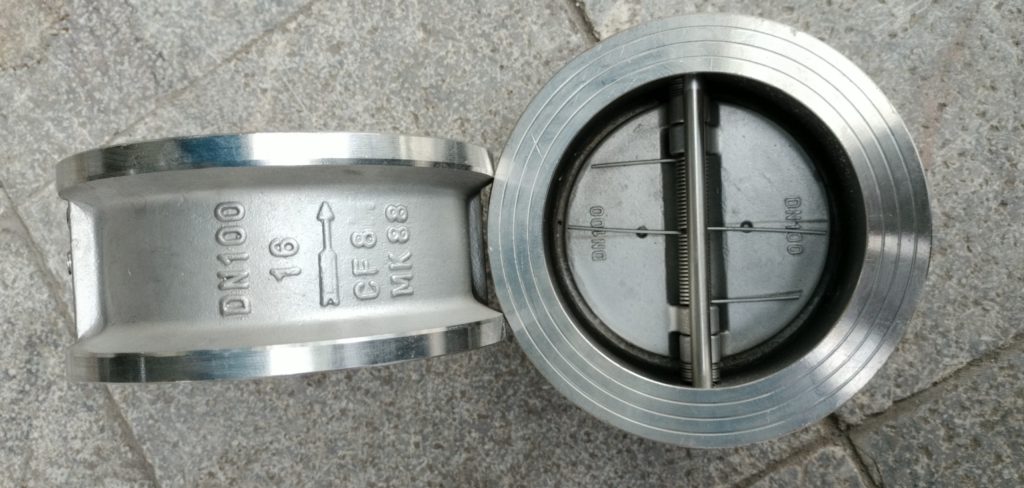 Van 1 chiều cánh bướm inox DN100